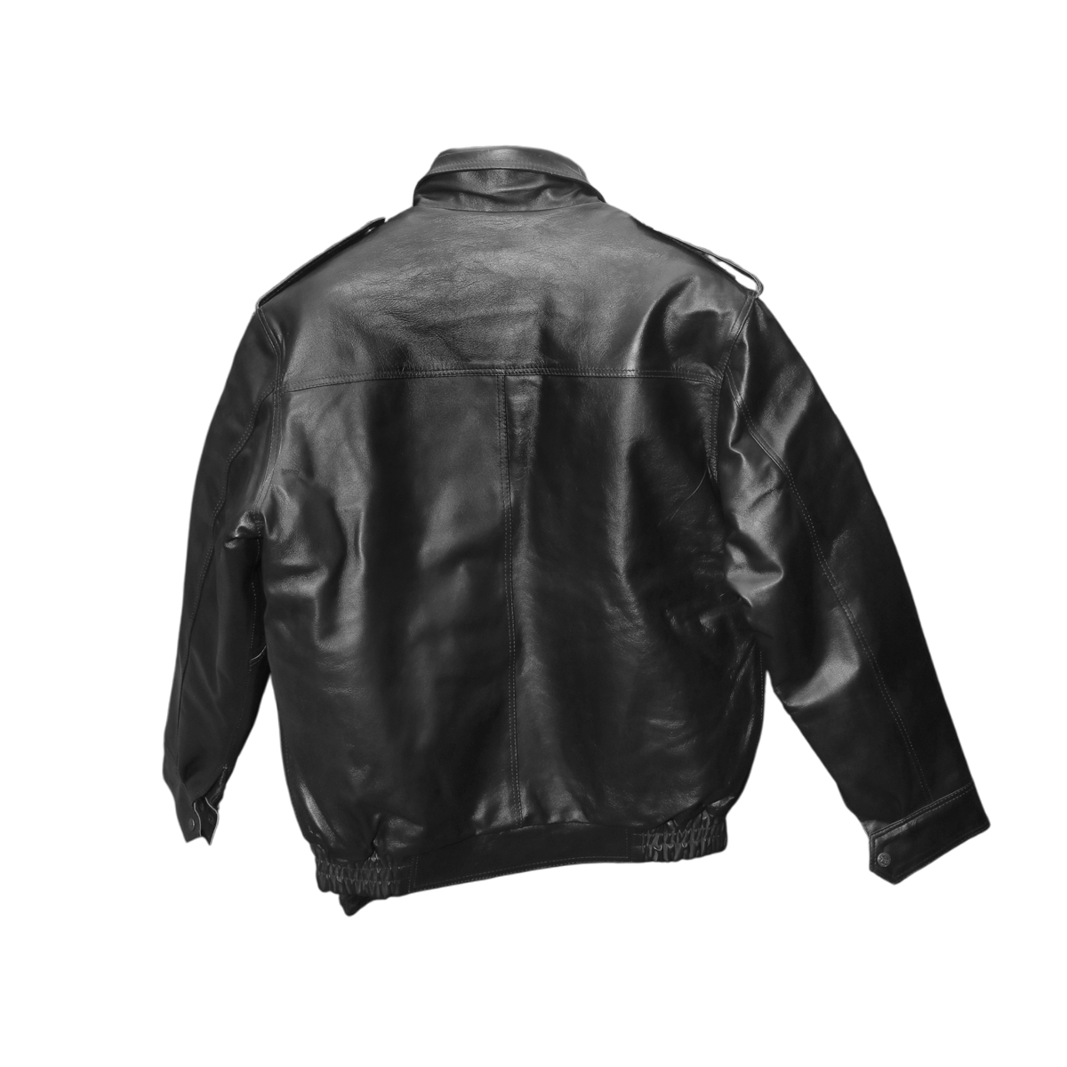 Black Leather Bomber Flight Jacket