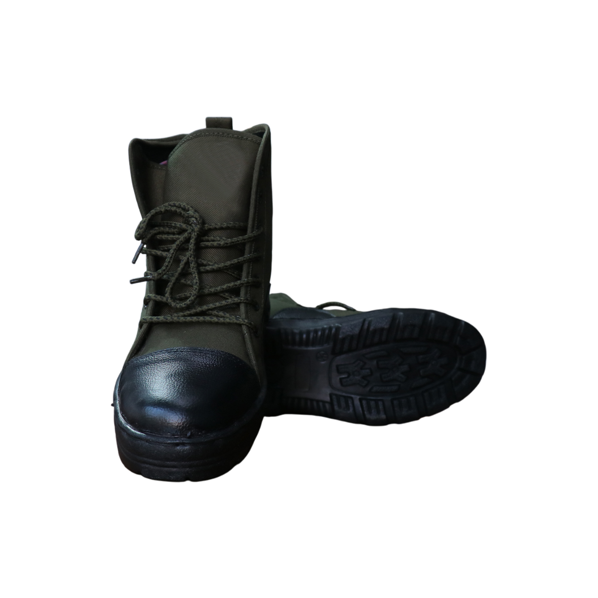 Olive Green Canvas Tactical Boots with Cap Toe