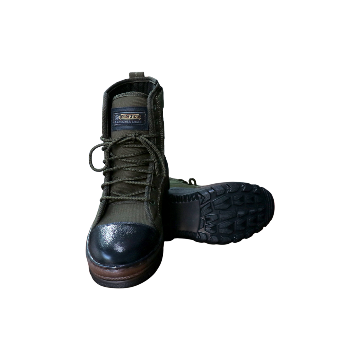 Olive Combat Boot with Reinforced Toe