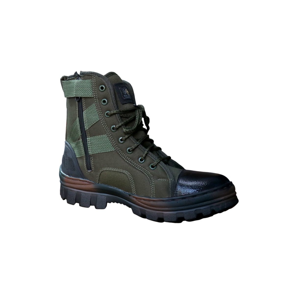 Olive Combat Boot with Reinforced Toe