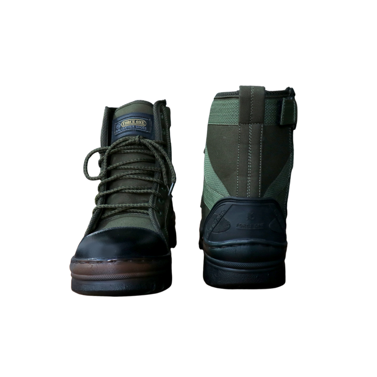 Olive Combat Boot with Reinforced Toe